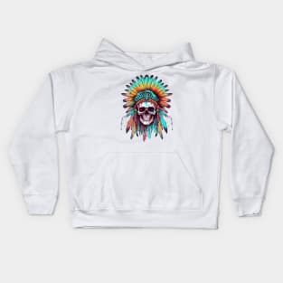 Native American Chief Skull #3 Kids Hoodie